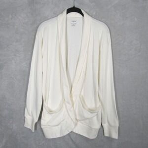 J Crew Womens Cardigan Sweater Size Medium Cream White Shawl Collar Long Sleeve